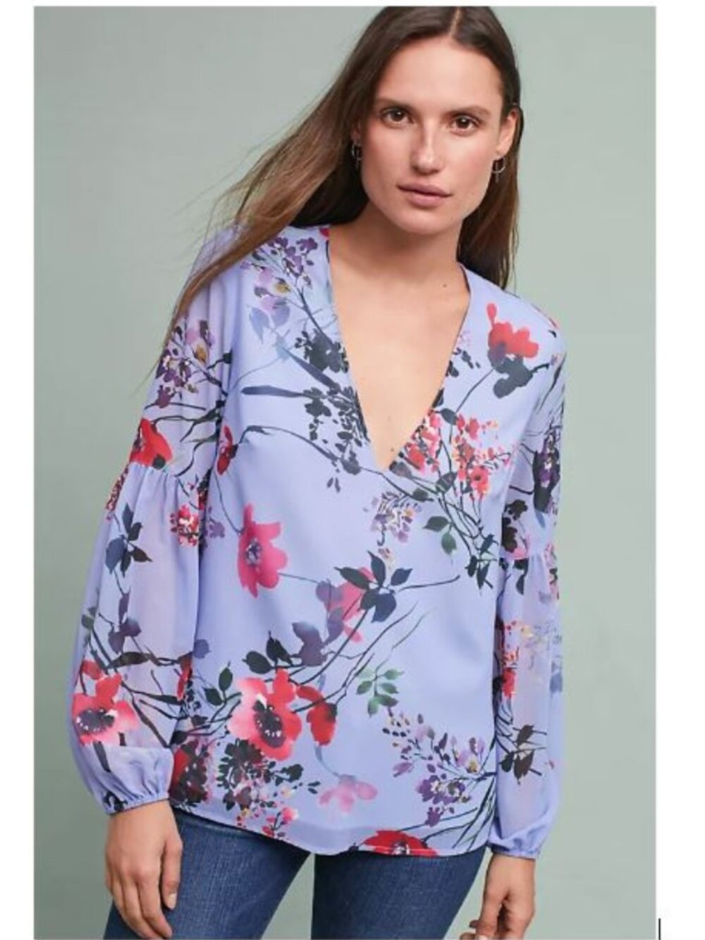 Yumi Kim Amaryn Floral Blouse in Blue Floral Motif – Size Small